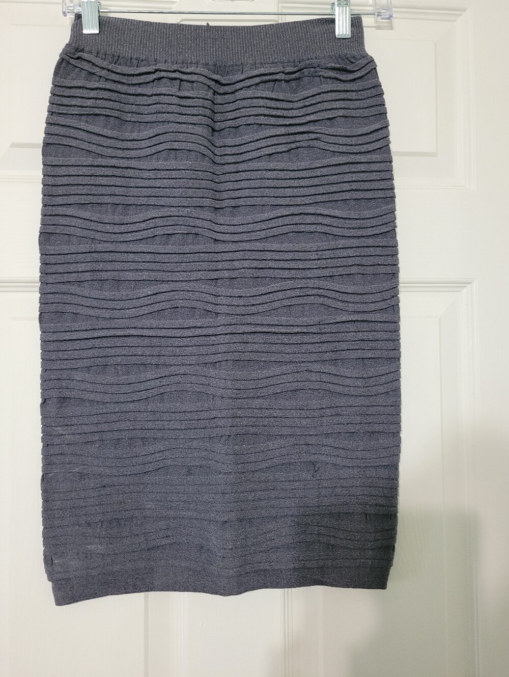 Textured Rib Knit Pencil Skirt - Charcoal - Size M